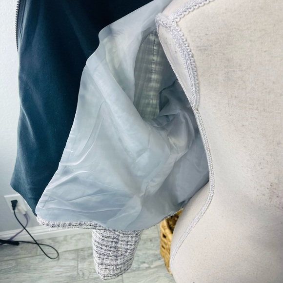 Pendelton Tweed Purple Blue Woven Zip Front Blazer Petite Medium - Picture 6 of 10